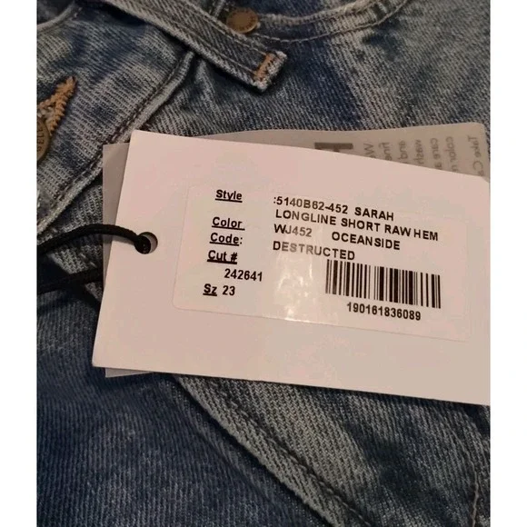 Paige Women's 23 Denim Sarah Longline Short Raw Hem Boho Festival‎